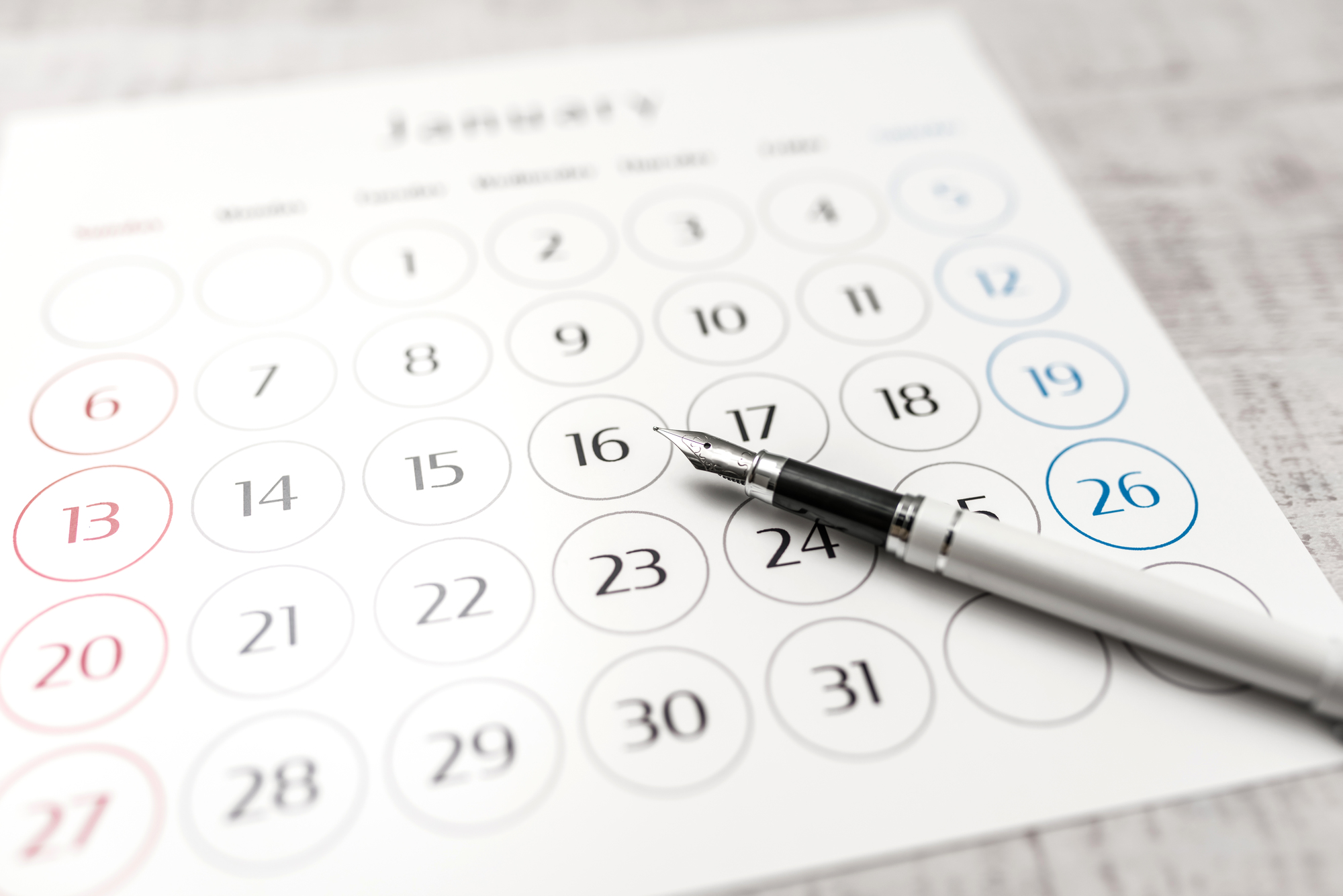 退職日を決めるためのカレンダーの様子